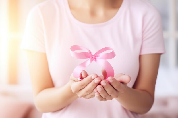 breast cancer day concept and pink ribbon ai generated