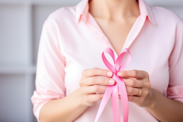 breast cancer day concept and pink ribbon ai generated