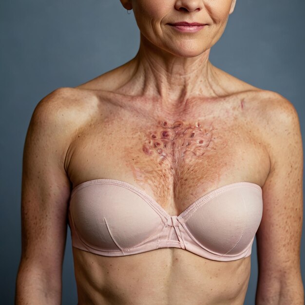 Photo breast cancer surgery scars by partial mastectomy she can wear a tube top or tube dress and strapless with confident