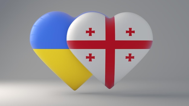 Breastplates in the shape of a heart depicting the State flag of Ukraine and Georgia