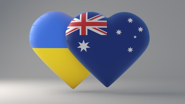 Breastplates in the shape of a heart depicting the State flags of Ukraine and Australia