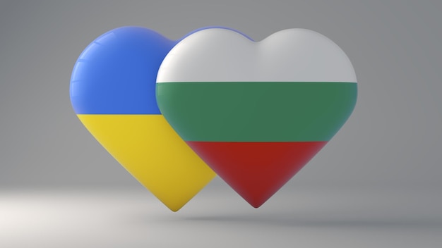 Breastplates in the shape of a heart depicting the State flags of Ukraine and Bulgaria