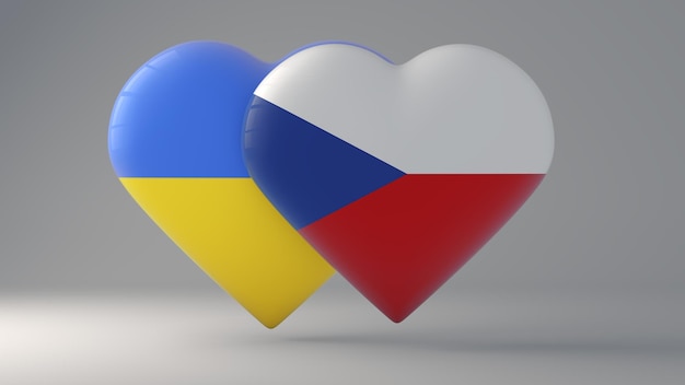 Breastplates in the shape of a heart depicting the State flags of Ukraine and the Czech Republic