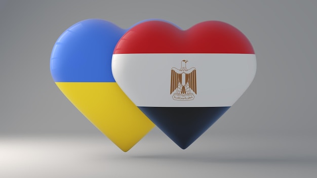 Breastplates in the shape of a heart depicting the State flags of Ukraine and Egypt