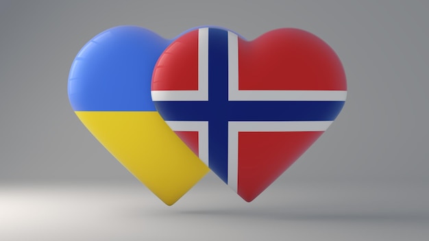 Breastplates in the shape of a heart depicting the State flags of Ukraine and Norway