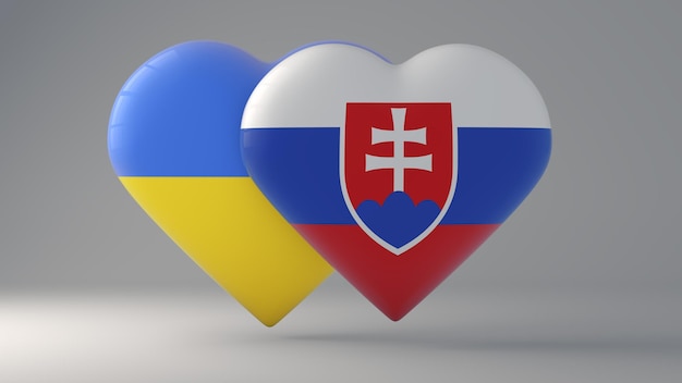 Breastplates in the shape of a heart depicting the State flags of Ukraine and Slovakia