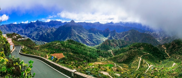 Breathaking mountain views of Grand Canary island. Artenara village. Canary islands of Spain