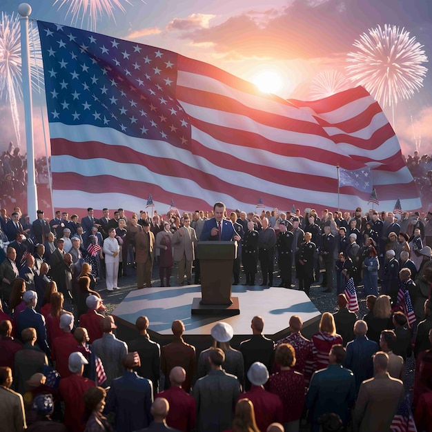 A breathtaking 3D render of a Memorial Day celebration