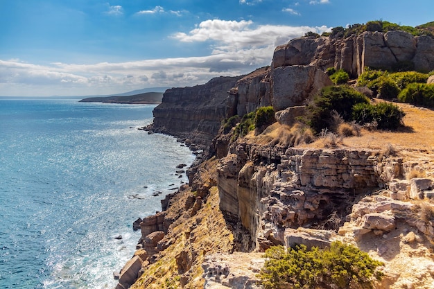 Breathtaking Cliff View of Cap Fartas in Korbous Tunisia with Ocean on the Horizon