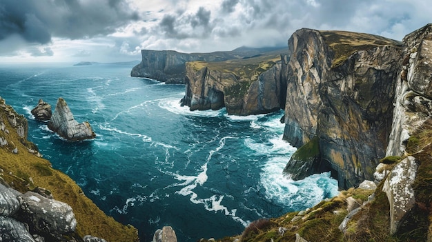 Breathtaking Coastal Landscape with Crashing Waves