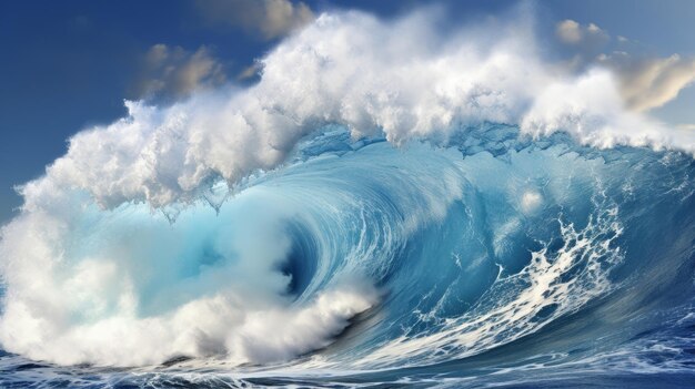 Breathtaking colossal ocean wave perfect for surfing excitement and thrilling water adventures