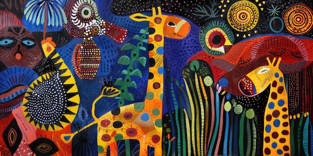 Breathtaking forest with giraffe and sun perfect for art enthusiasts and wildlife lovers AIG62