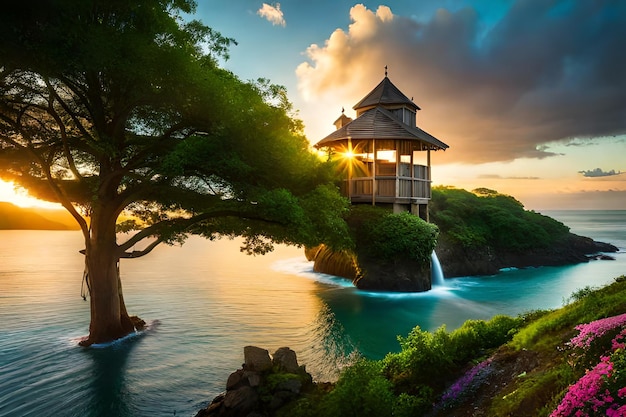 Breathtaking landscape portrait of a fantasy beach