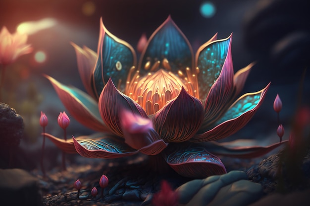 A breathtaking Lotus flower captured in detail through a close shot view