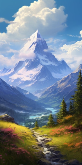 Breathtaking Mountain Landscape Painting In 32k Uhd Resolution