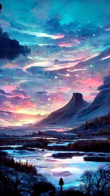 Breathtaking night landscape with syellecafen