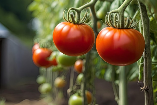 Breathtaking organic tomatoes on the thriving at a local produce farm