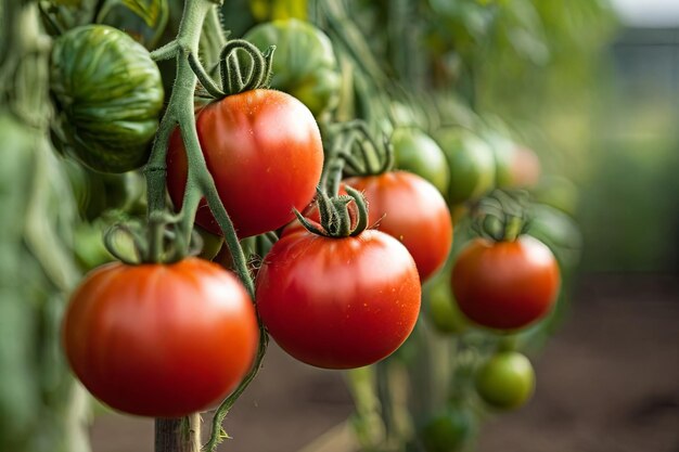 Breathtaking organic tomatoes on the thriving at a local produce farm