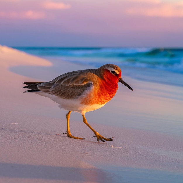 A breathtaking photograph captures a red knot bird