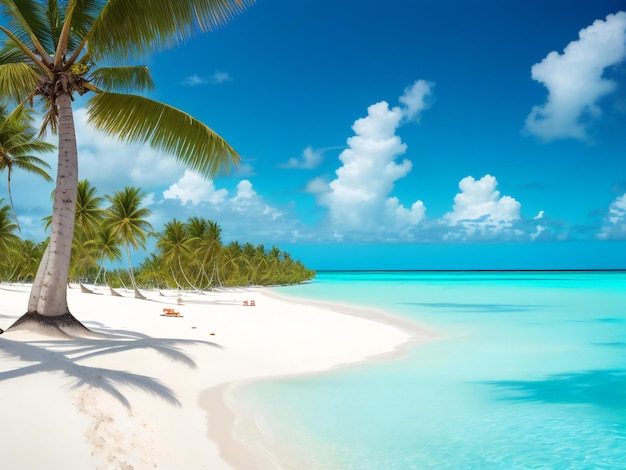 A breathtaking photograph capturing the sheer beauty of a tropical beach on a paradise island