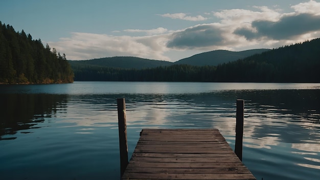 Photo a breathtaking photograph of the lake with the soft light of an autumn dawn