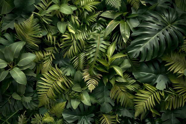 Breathtaking snapshot depicting ferns and leaves in lush greenery creating an organic texture for b