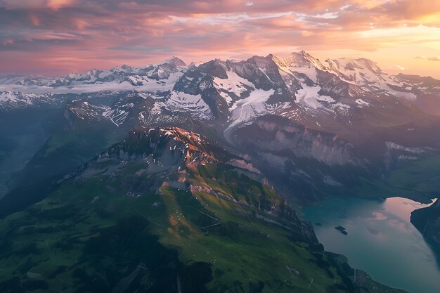 Breathtaking Sunrise Over the Majestic SnowCapped Swiss Alps