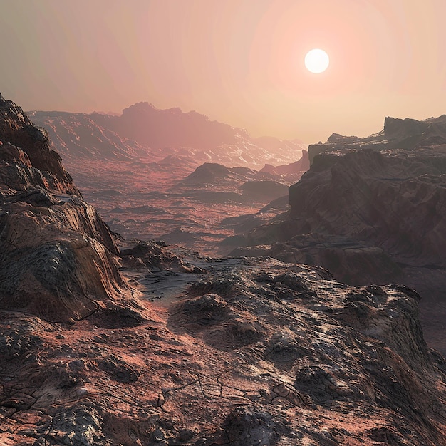 Photo breathtaking sunrise on mars