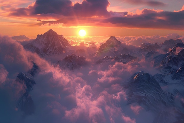 Breathtaking sunrises over mistcovered hills