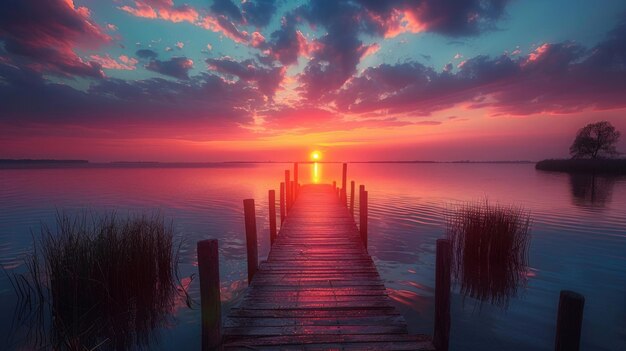 A breathtaking sunset over calm waters