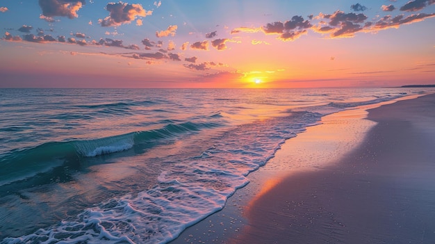 Breathtaking Sunset on the Serene Beach