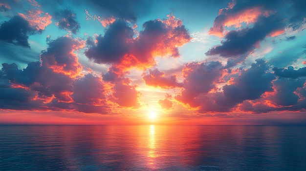 Photo breathtaking sunset over tranquil ocean waves