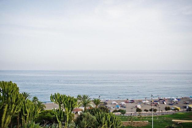 Breathtaking view at the beaches by the sea with tropical greenery