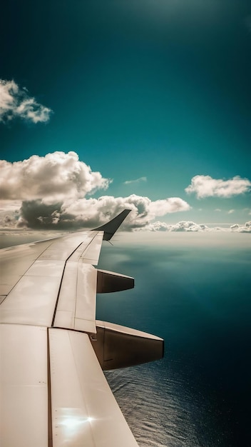 Breathtaking view of the blue sky from an airplane window