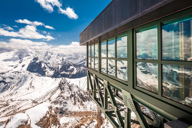 Breathtaking view from summit of Sass Pordoi Dolomites Italy Europe