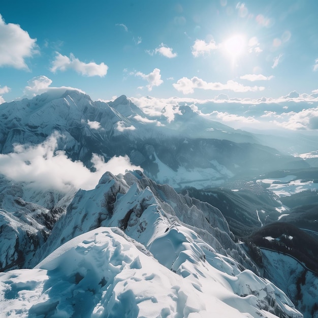 A breathtaking view from the top of a snowy mounta