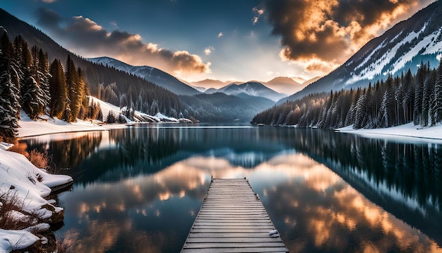 Photo breathtaking view of lake high in carpathian mountains