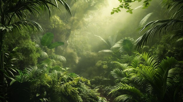 A breathtaking view of a lush tropical rain forest