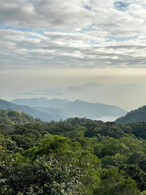 Breathtaking view of Ngong Ping highlands in Hong Kong Seen is the mountain and hills