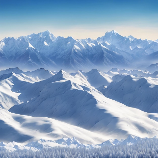 Photo breathtaking view of a snowy mountain range with crisp clear air