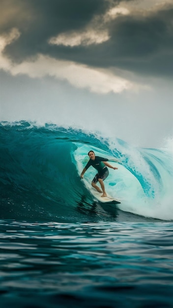 Breathtaking view of a wave the concept of surfing