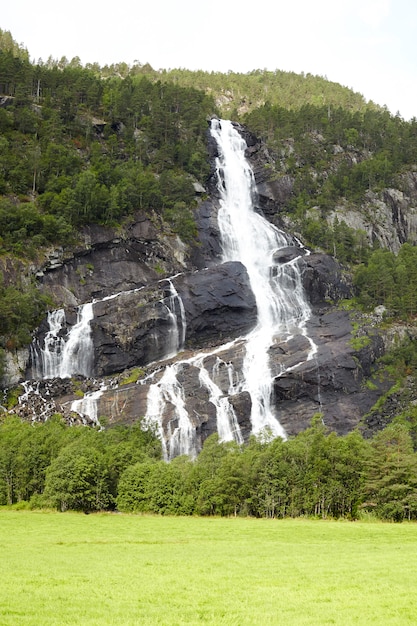 Breathtaking waterfall in Norway