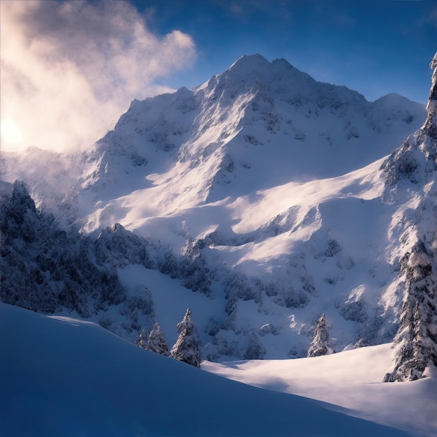 Photo a breathtaking winter snowcapped mountains