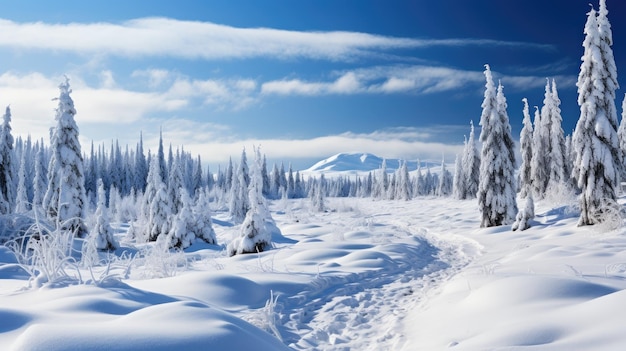 Breathtaking Winter Wonderland with Frosty Trees and Stream