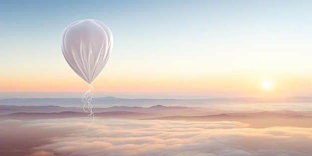 Breeze of Hope White Balloons Carried by a Gentle Breeze Serene Journey Light and Airy