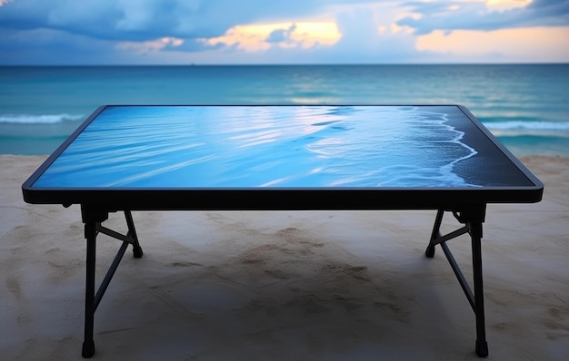 Breezy Beach Table A Tropical Landscape Inspired Design in Light Black and Azure