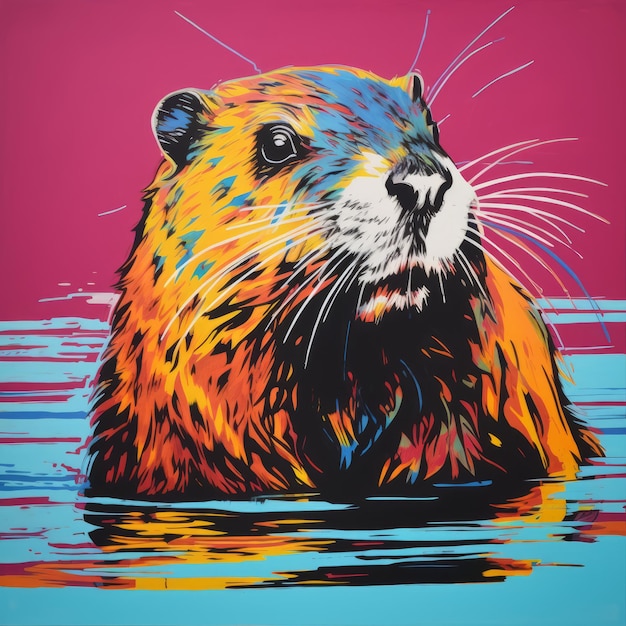 Brian Anderson39s Vibrant Beaver Art Stencil Water And Screen Printing