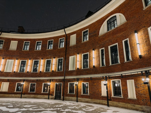 Brick building of new holland in winter st petersburg