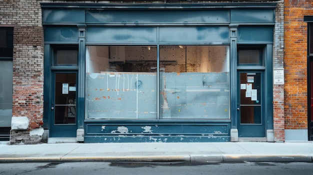 Photo a brick building with a blue storefront