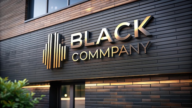 a brick building with the word black on it